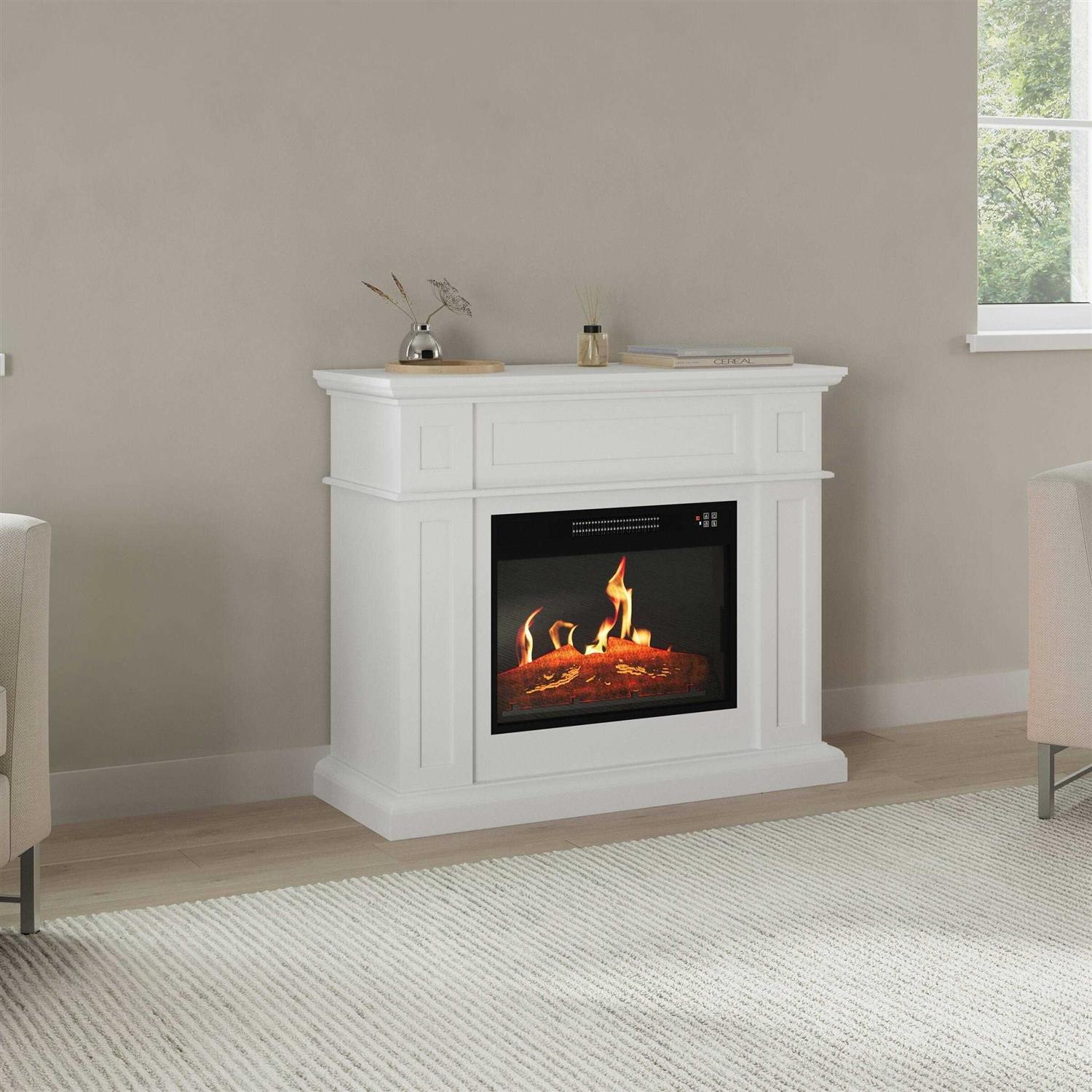 Northwest Electric Fireplace with Mantel Freestanding Heater with Remote Control, Adjustable LED Flames and Faux Logs