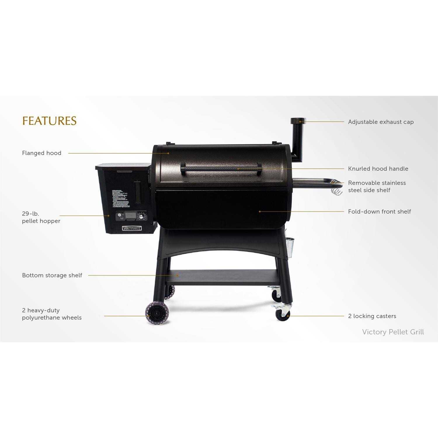 Victory 35-Inch Wood Pellet Grill with Front Shelf