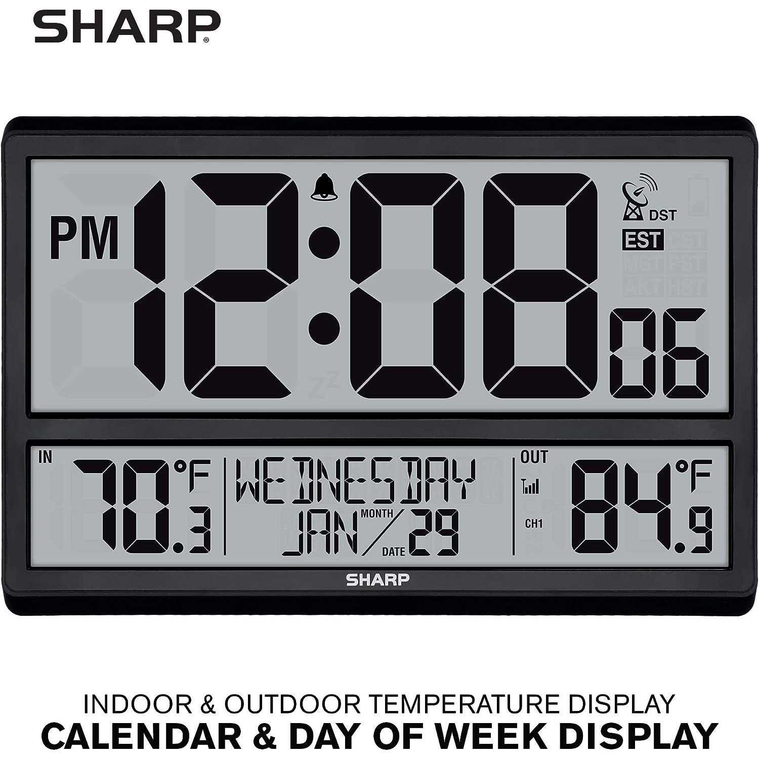 Sharp Atomic Clock Never Needs Setting! Easy to Read Numbers