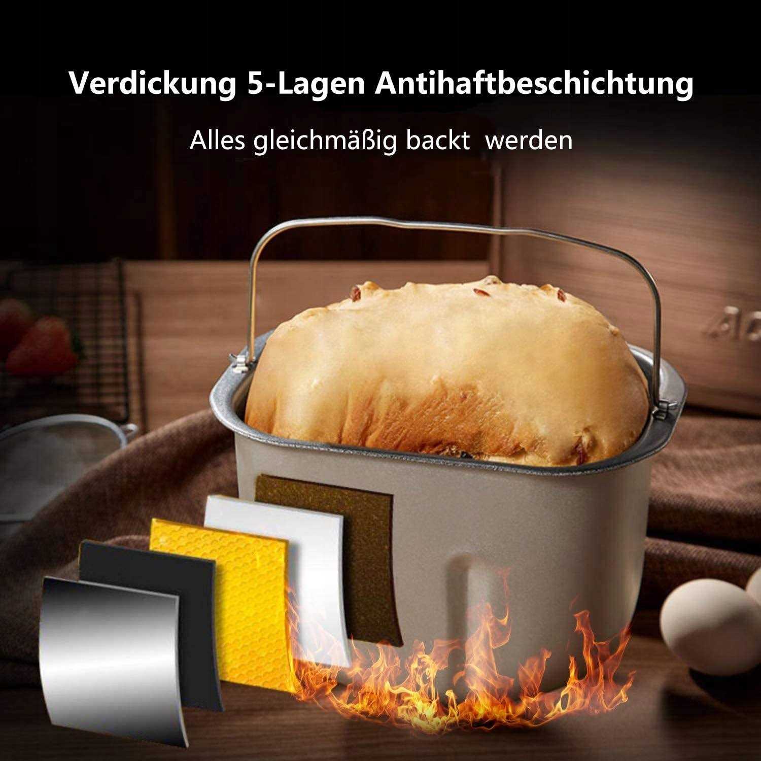 KBS Pro Stainless Steel Bread Machine 2LB 17-in-1 Programmable XL Bread Maker with Fruit Nut Dispenser