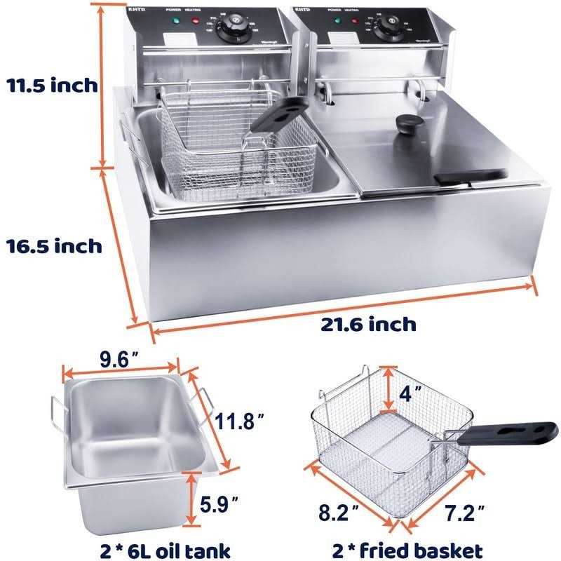Commercial Deep Fryer with Basket, 3400W 12.7QT/12L Electric Deep Fryers for Restaurant or Home Use