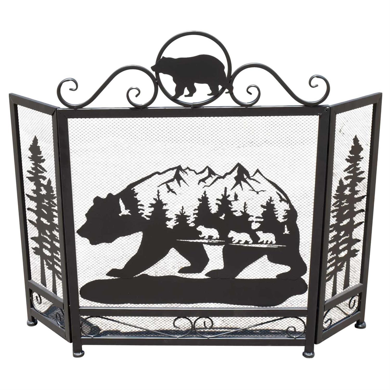 DeLeon Collections Rocky Mountain Bears Metal Fireplace Screen
