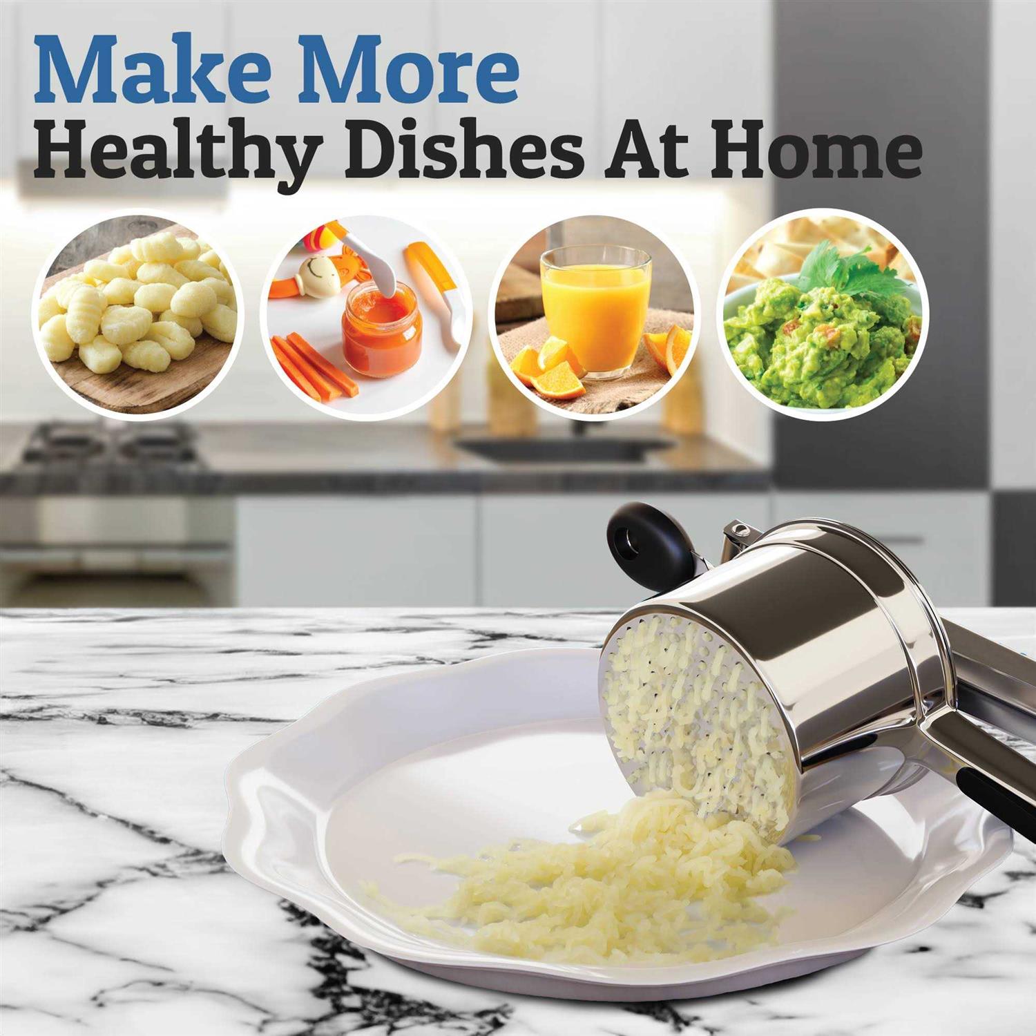 Priority Chef Stainless Steel Potato Ricer and Masher Anti-Slip Makes Light and Fluffy Mashed