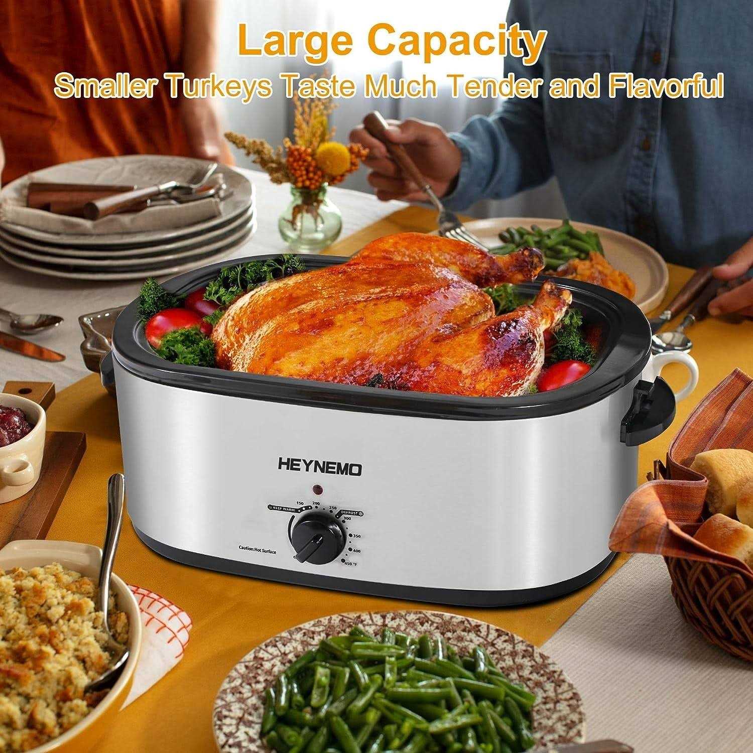 Superjoe 26 Quart Electric Roaster Oven Stainless Steel Turkey Roaster Oven Buffet with Self-Basting Lid Removable Pan