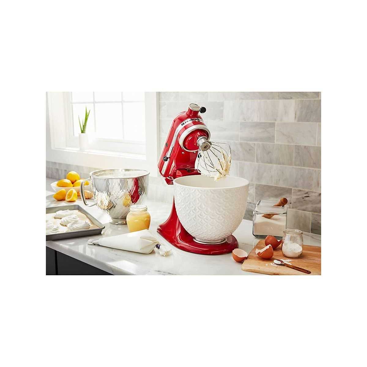 KitchenAid 5-Qt White Mermaid Lace Ceramic Bowl