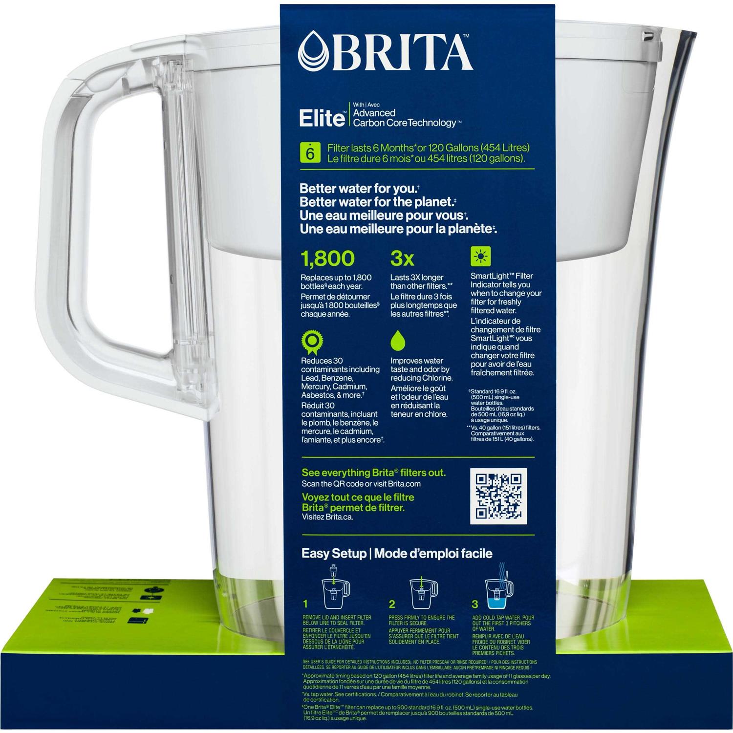 Brita Large 10 Cup Tahoe Water Filter Pitcher with 1 Brita Elite Filter