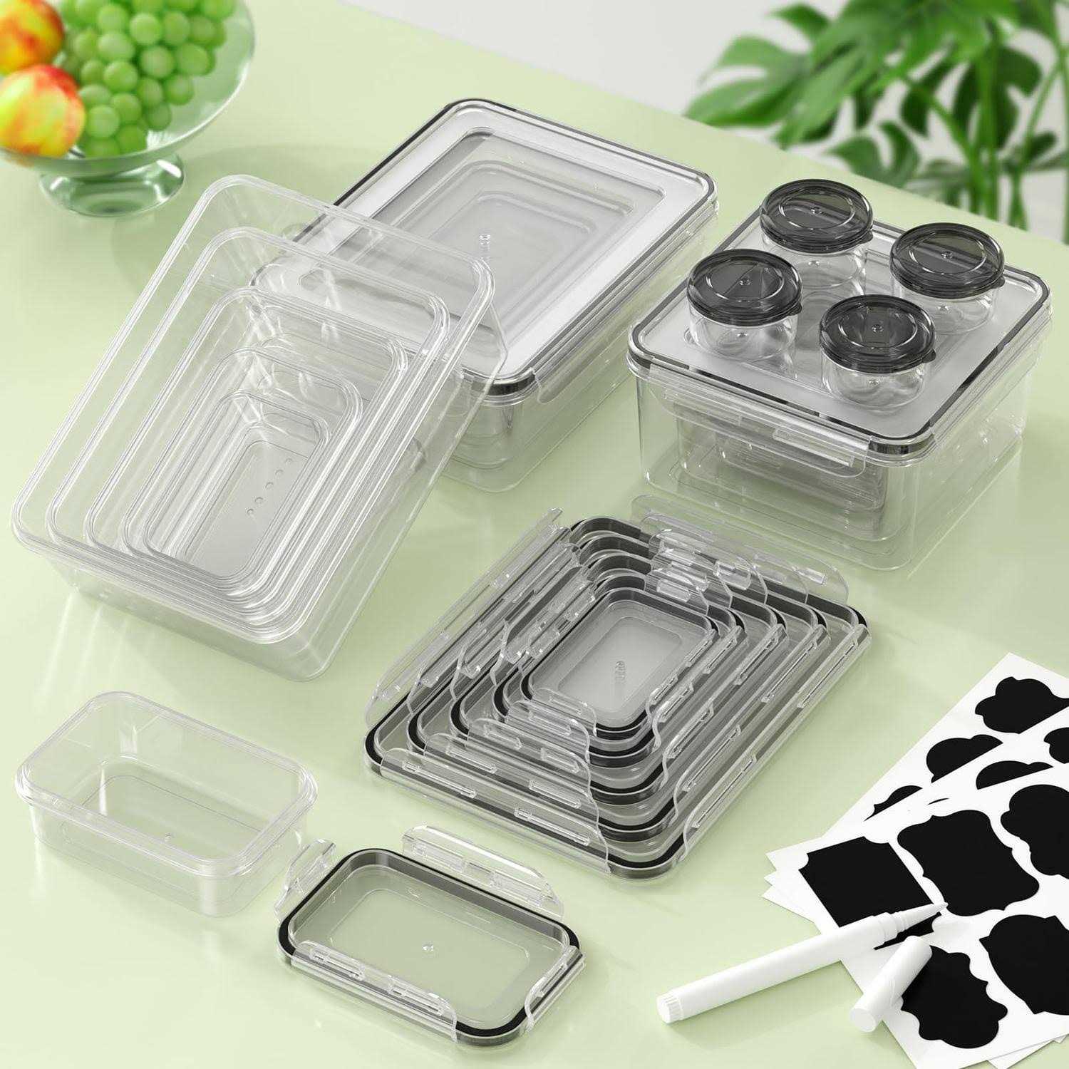 Kemethy 36-piece Food Storage Containers with Lids Airtight Plastic Food Containers for Pantry & Kitchen Storage and