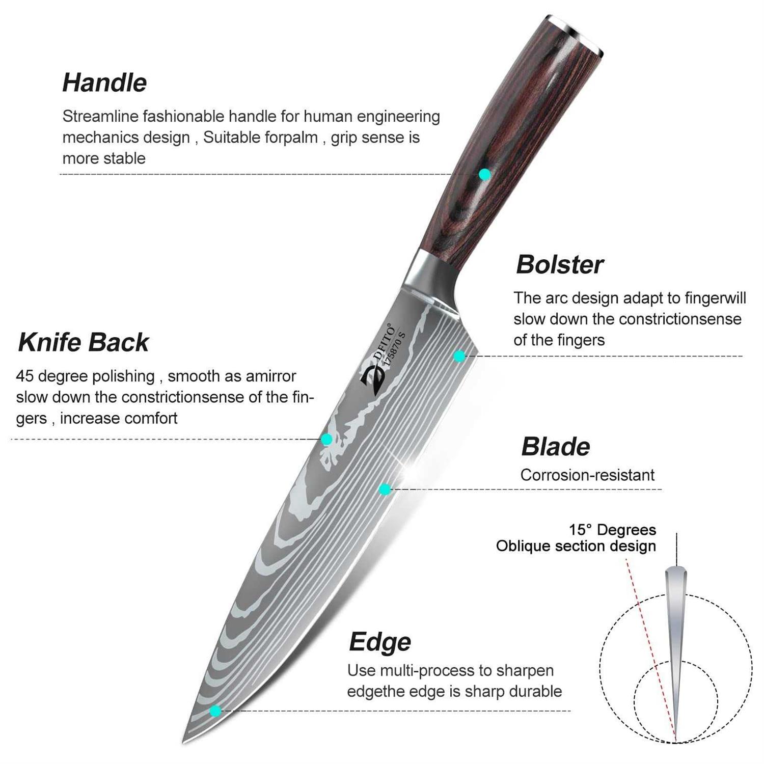 Dfito Chef Knife Sets with Roll Bag 9 Pieces Professional Knife Set