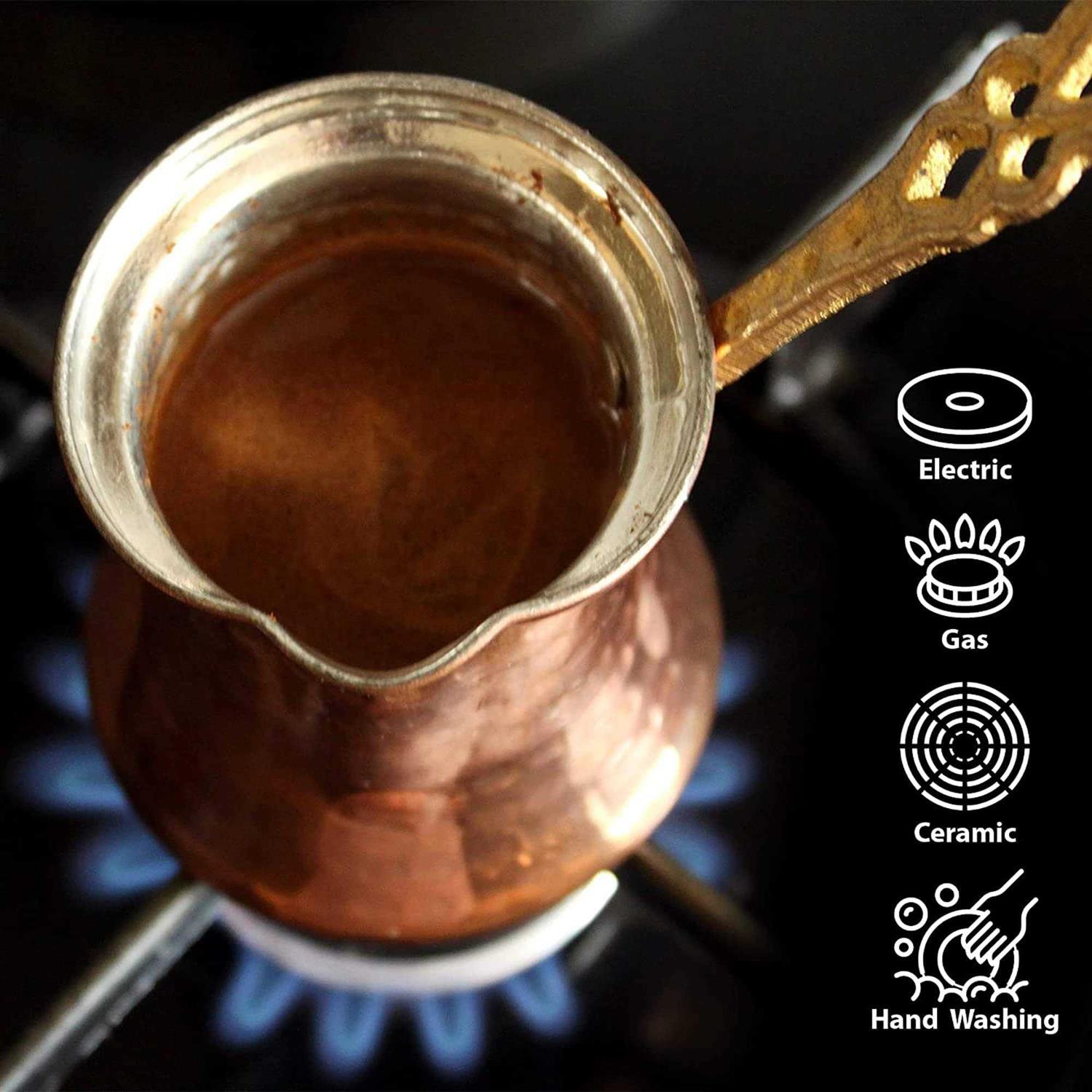 Hakan Turkish Coffee Pot Greek Arabic Coffee Maker Hammered Copper Cezve