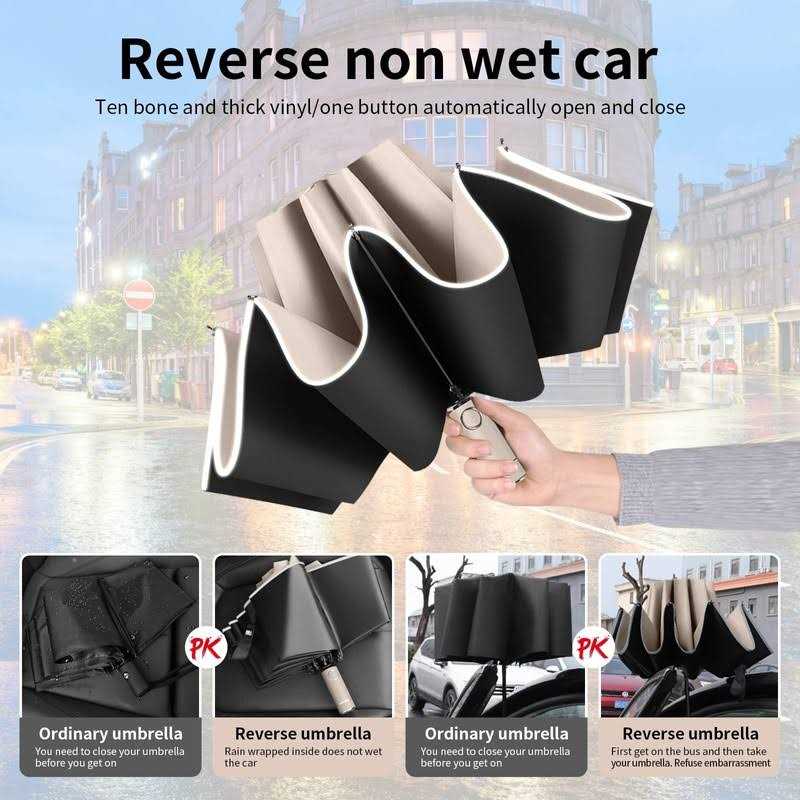 Cloudia Windproof Umbrella Travel Umbrella Easy Compact Folding Reverse Umbrella