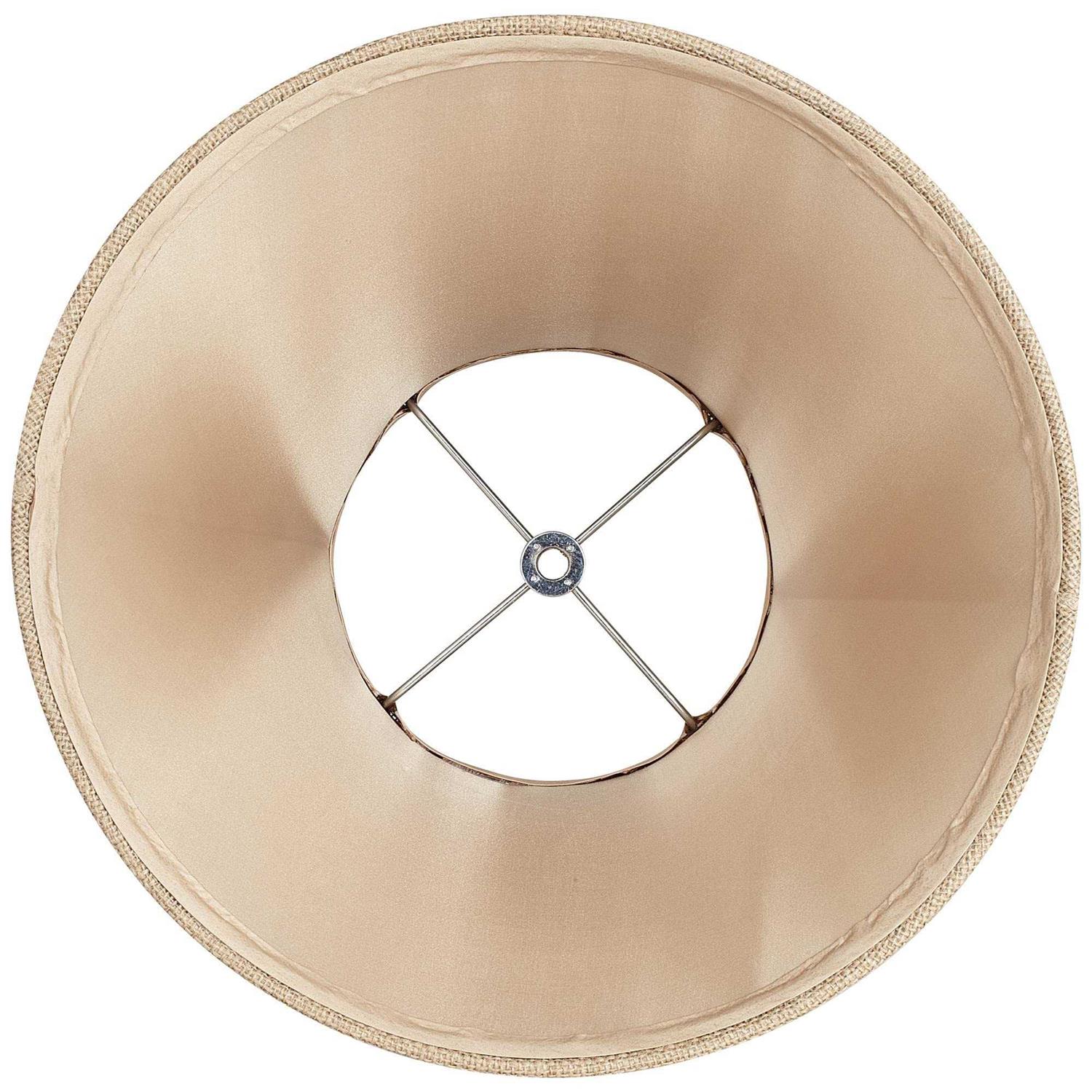 Springcrest Natural Burlap Medium Bell Lamp Shade 7 Top x 14 Bottom x 10.5 High Replacement with Harp and Finial