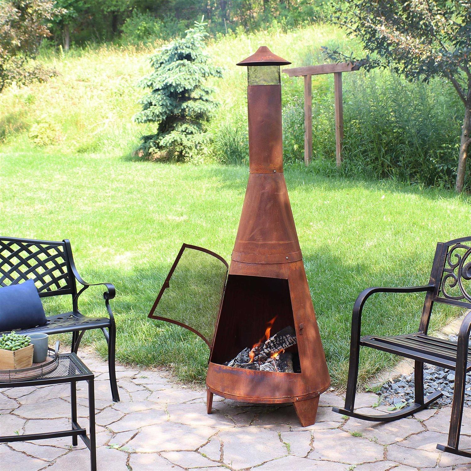 Sunnydaze Decor Rustic Outdoor Wood-Burning Backyard Chiminea Fire Pit