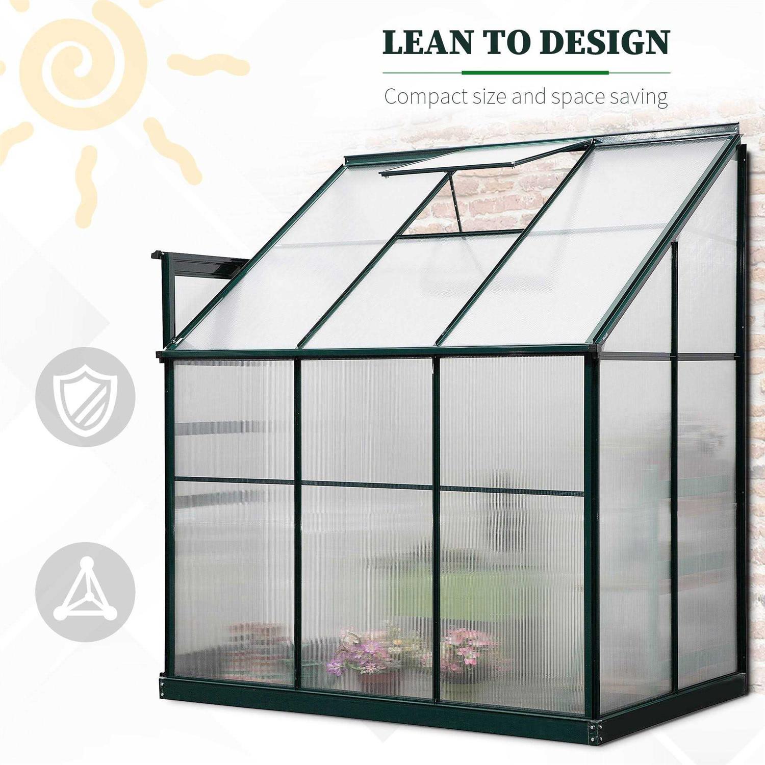 Outsunny Walk-in Garden Greenhouse Aluminum Polycarbonate with Roof Vent for Plants
