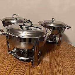 SUPER DEAL Upgraded 5 Qt Full Size Stainless Steel Chafing Dish Round Chafer Buffet Catering Warmer Set w/Food and Water Pan