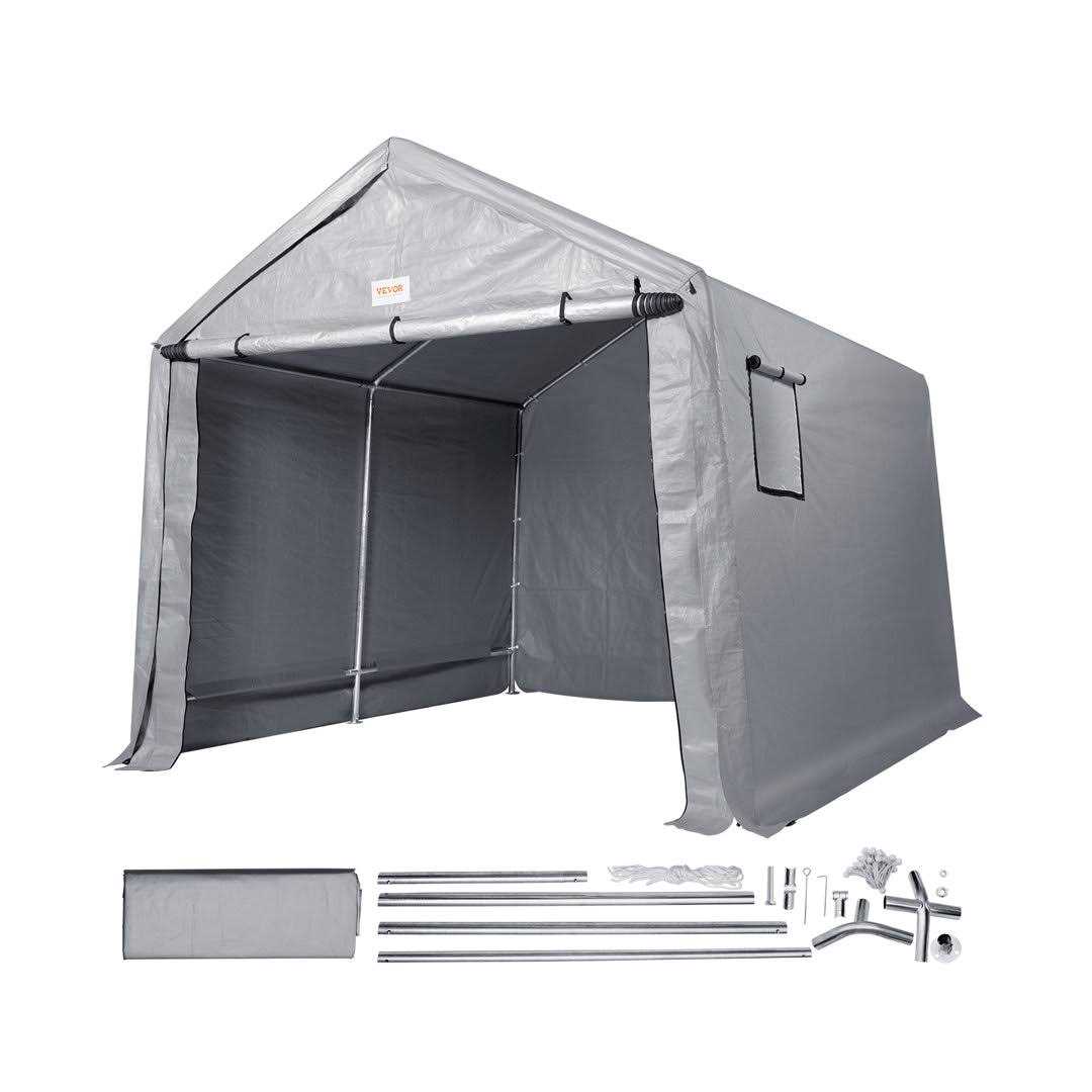 VEVOR Portable Shed Outdoor Storage Shelter 7 x 12 x 7.36 ft Heavy Duty All-Season Instant Storage Tent Tarp Sheds with Roll-up Zipper Door and