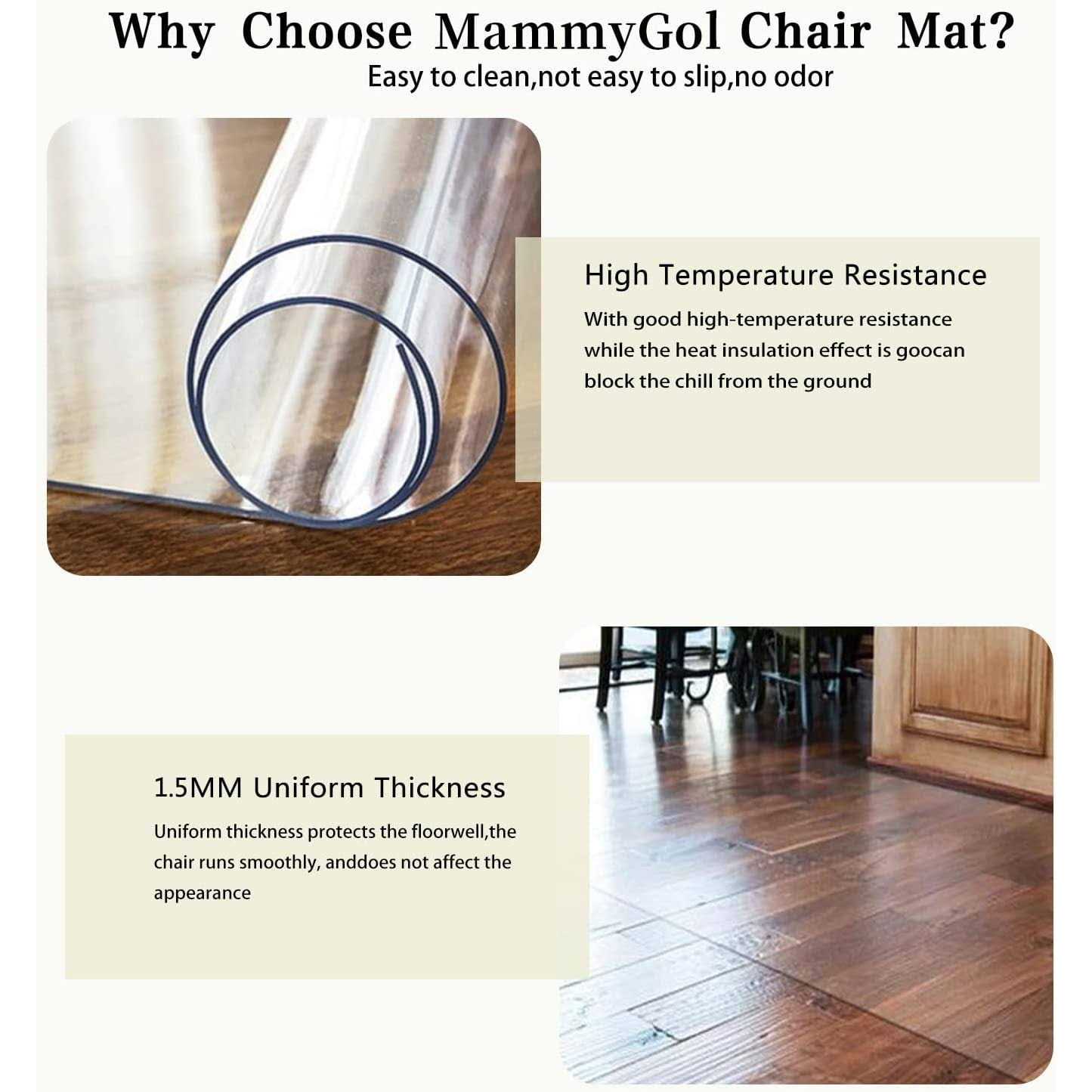 SHAREWIN Office Chair Mat for Hard Floors Heavy Duty Wood Floor Protector