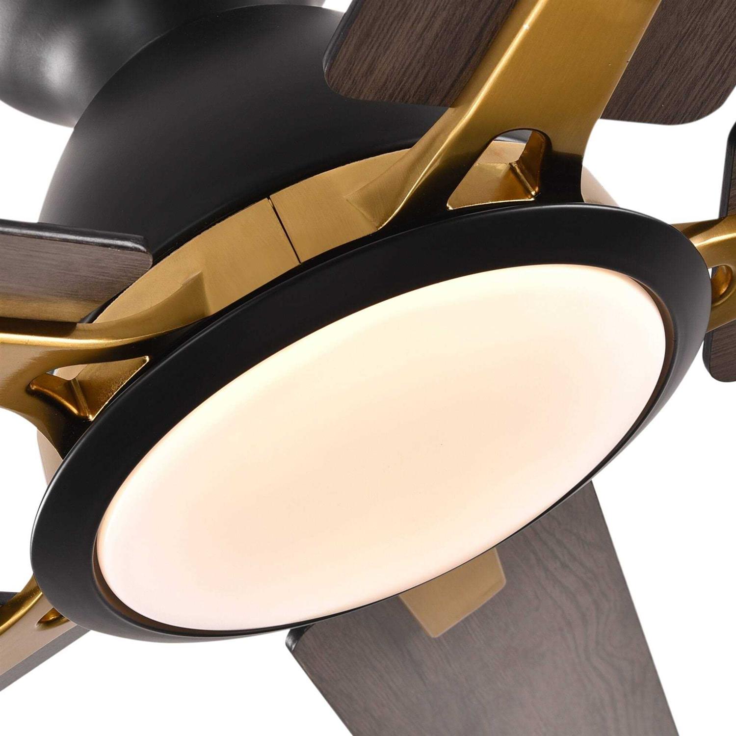 ZEYU 52 inch 5 Blade Flush Mount Ceiling Fan with LED Light Remote