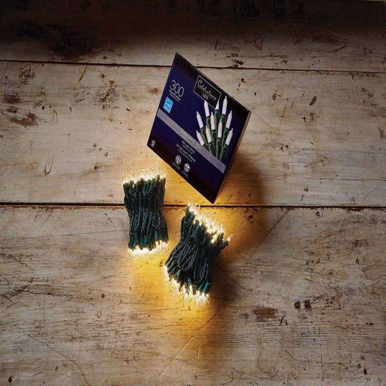 Celebrations 300 Lights Warm White Christmas LED M5 Mini Light Set