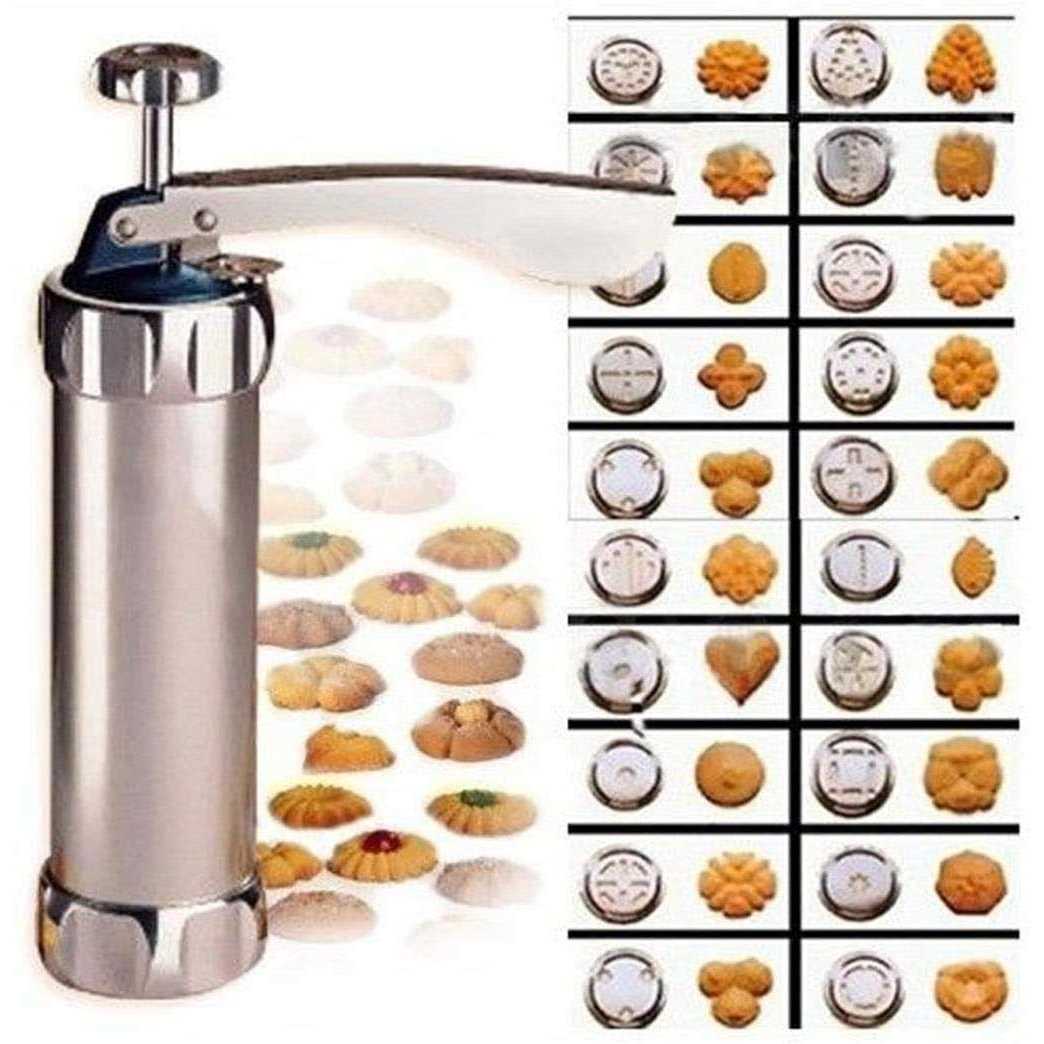 YOOUSOO Cookie Press Maker Kit for DIY Biscuit Maker and Decoration with 8 Stainless Steel Cookie discs and 8 nozzles