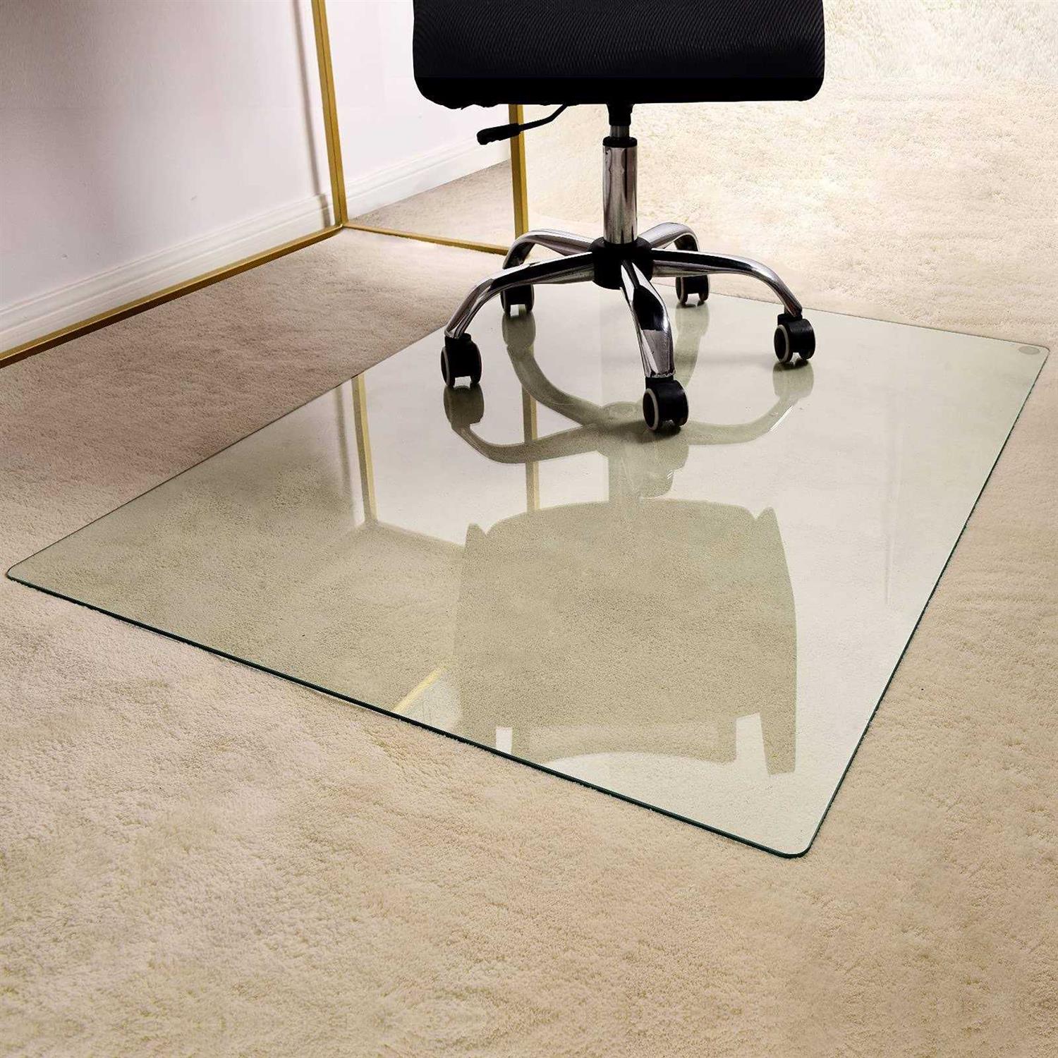 GLSLAND Office Chair Mat for Carpet 36 x 46 Tempered Glass Floor Mat