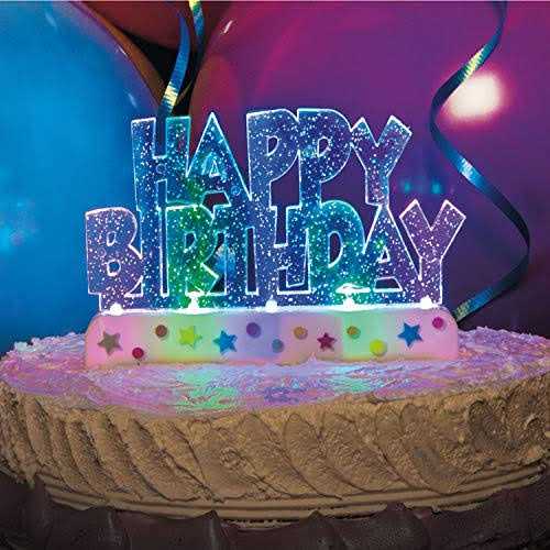 Way to Celebrate Flashing Multicolor Happy Birthday Cake Decoration