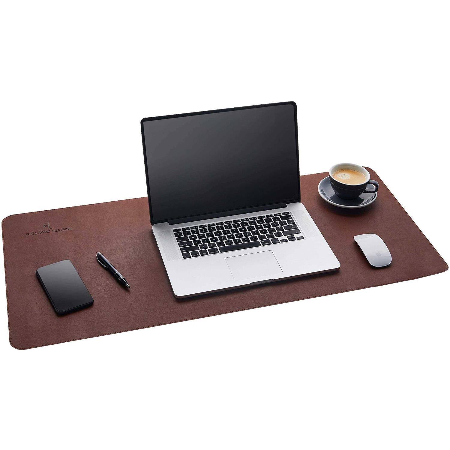Gallaway Leather Mat Office Desk Pad Large 36 x 17 Dark Brown Desk Mats on Top of Desks