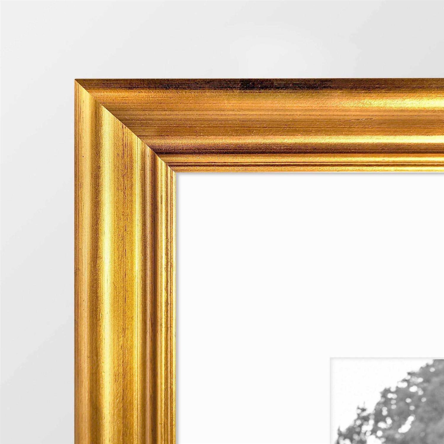 Threshold 11 x 14 Matted Wood Antique Wall Frame Brass