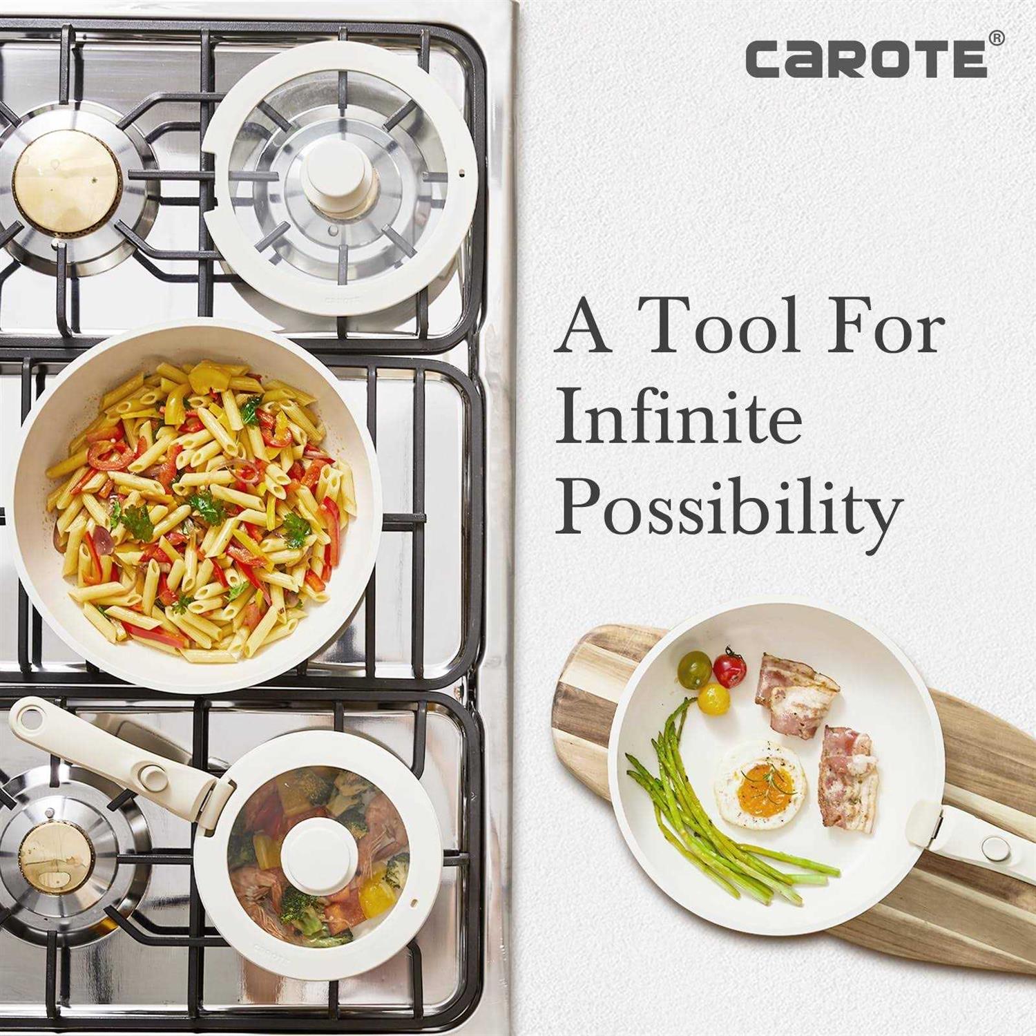 CAROTE 11pcs Pots and Pans Set Nonstick Cookware Sets Detachable Handle