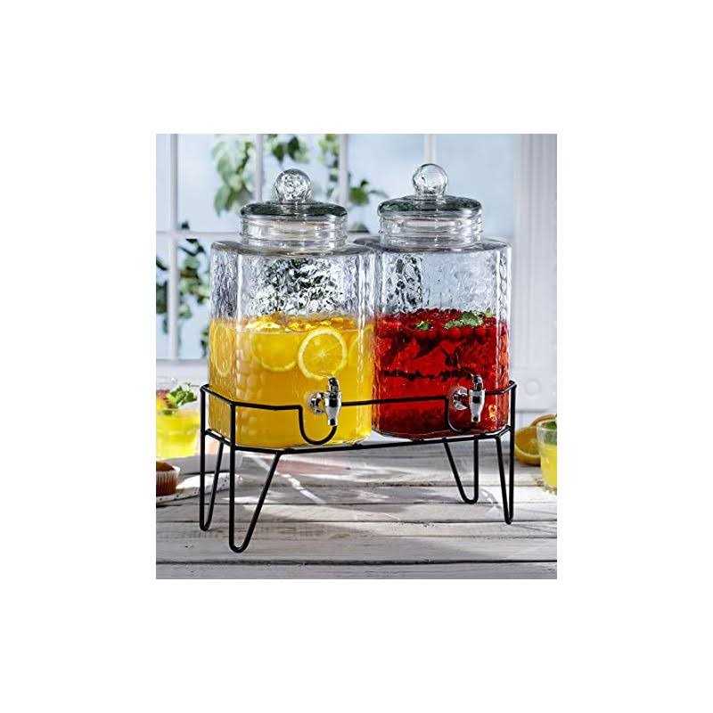 Style Setter Hamburg Glass Beverage Dispensers with Stand