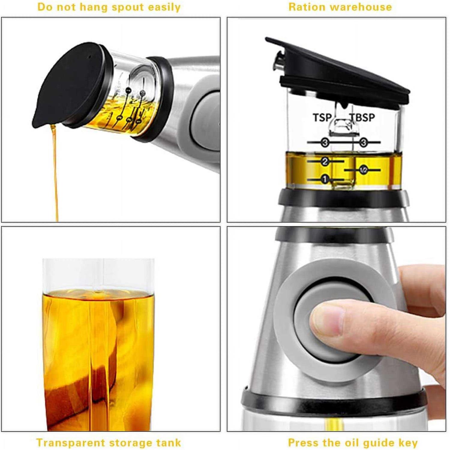 SALPPLEA Superior Glass Oil and Vinegar Dispenser Measuring Oil Pourer for Kitchen