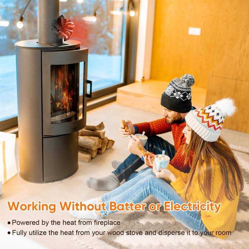 Newly Upgrade Wood Stove Fan for Buddy Heater + additional bracket Heat Powered Fireplace Fan for Mr Heater Propane Log Burner Wood Burning Stove