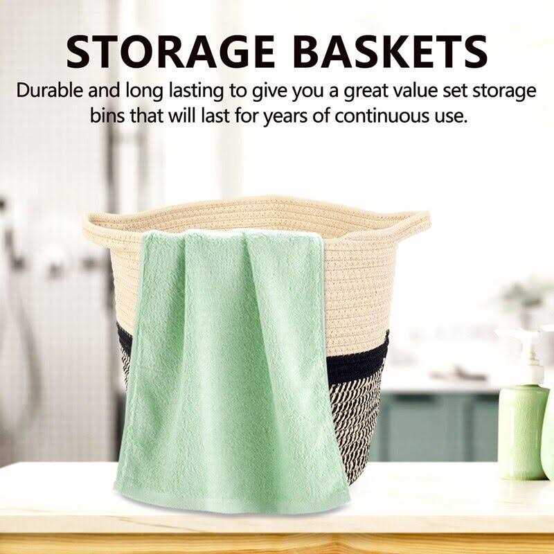 Storage Bins Cube Organizer Baskets, Plant Pot Cover Woven Planter Basket Laundry Basket with Handles Decor, As Shown
