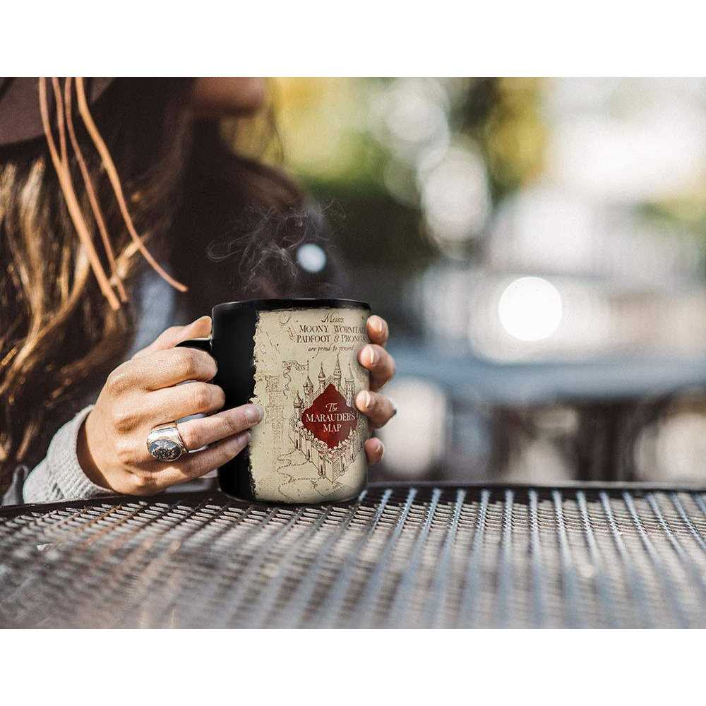 Morphing Mugs Harry Potter Marauder’s Map I Solemnly Swear – 16 oz Large Ceramic Heat Sensitive Clue Mug – Full image revealed when HOT liquid