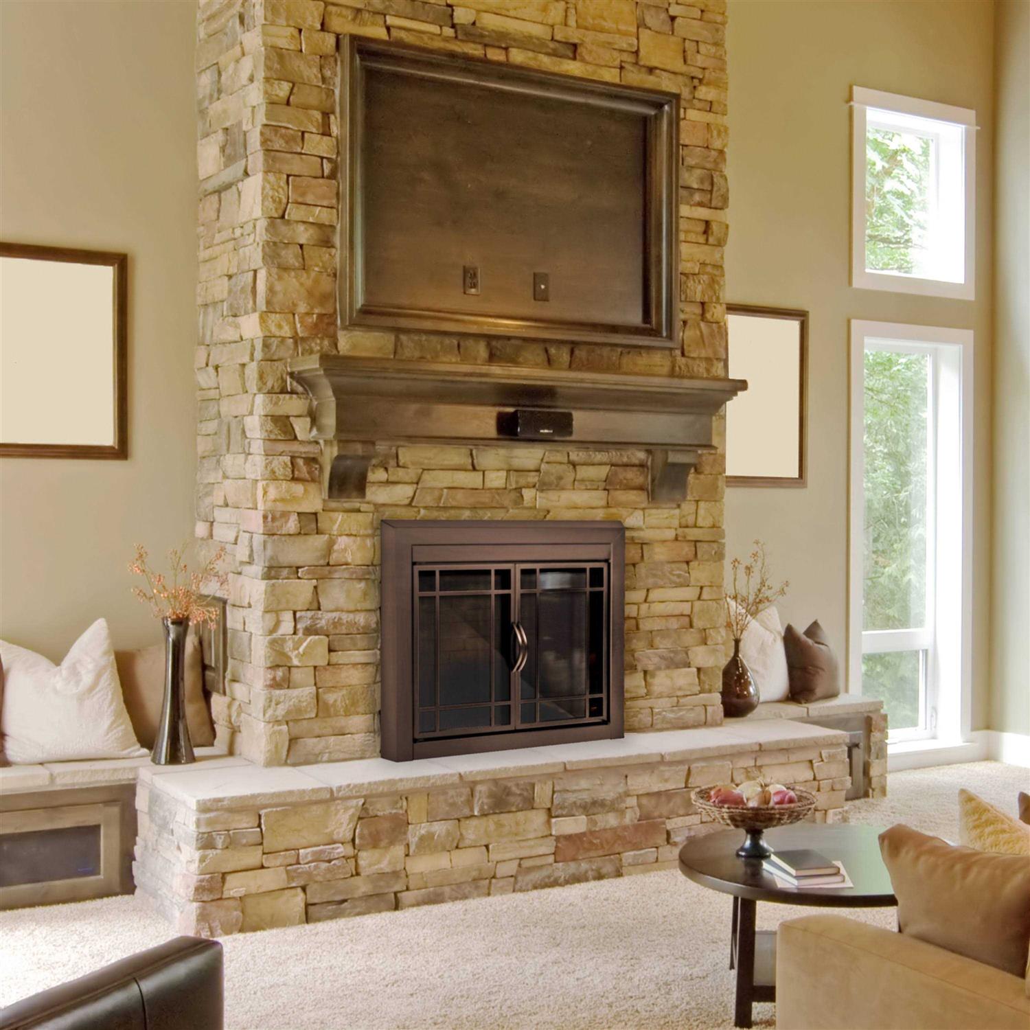 Pleasant Hearth Easton Glass Fireplace Doors