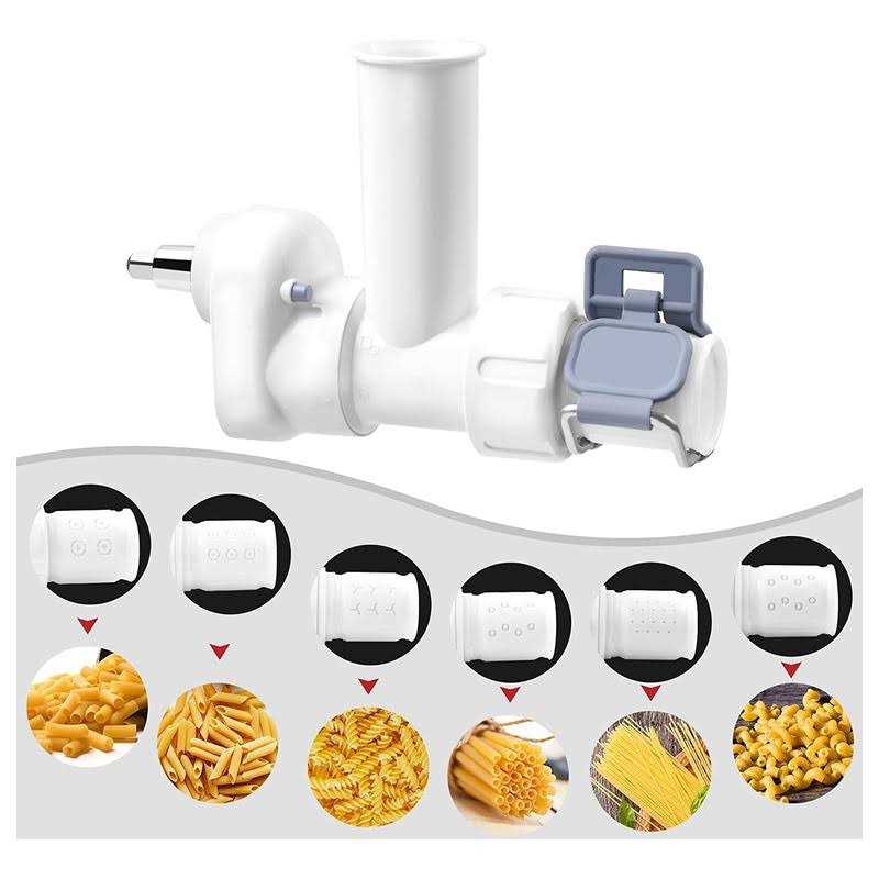 Pasta Attachment for Kitchenaid Stand Mixer with 6 Different Shapes Pasta Press Outlet,Durable 6-in-1 Pasta Extruder for Kitchenaid Mixer