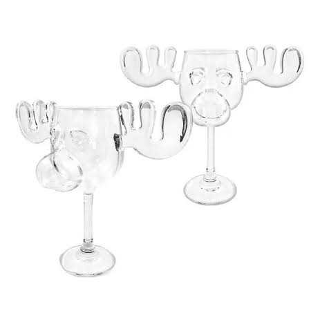 National Lampoon’s Christmas Vacation Moose Mug 2-Piece Wine Glass Set