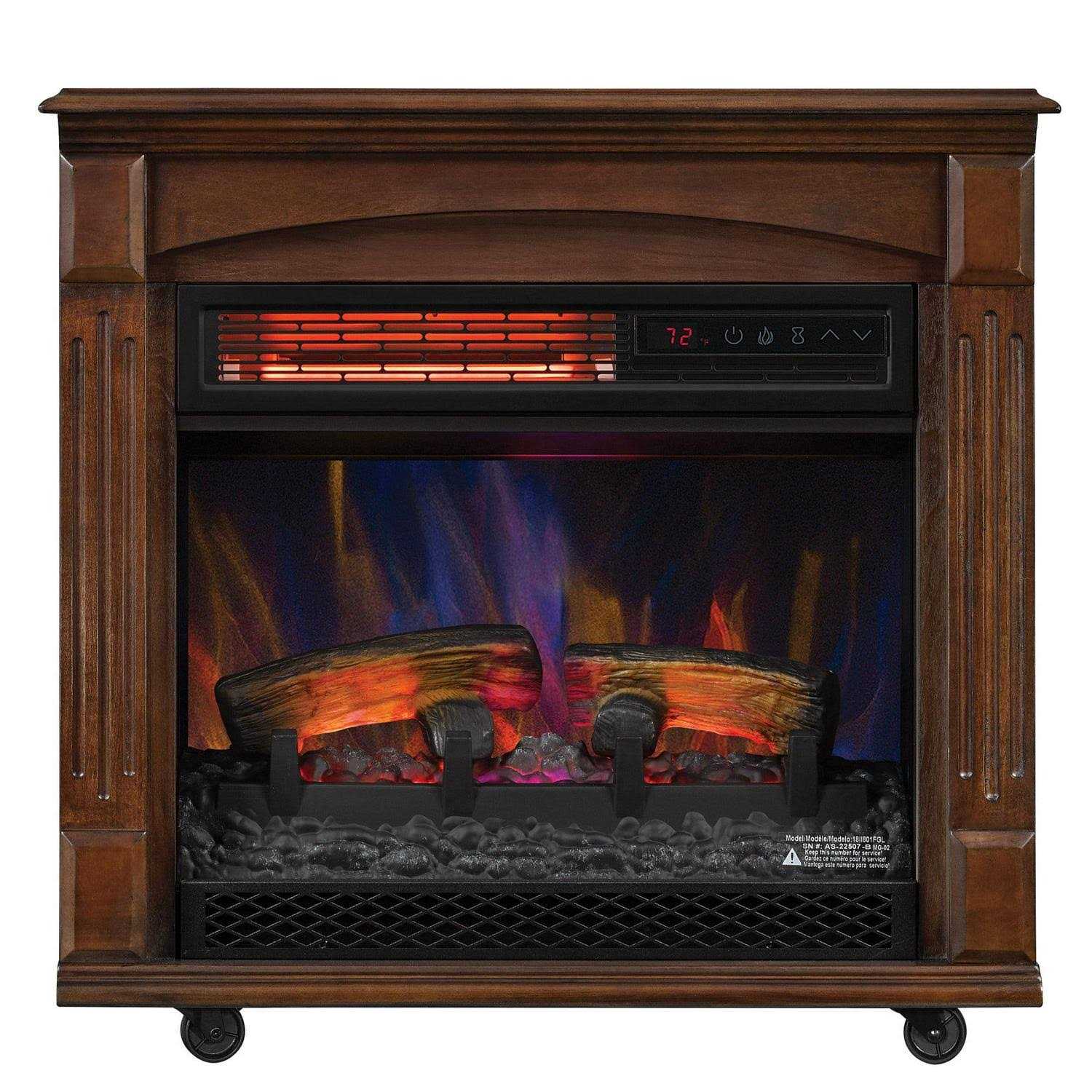 ChimneyFree Rolling Mantel with 3D Infrared Quartz Electric Fireplace