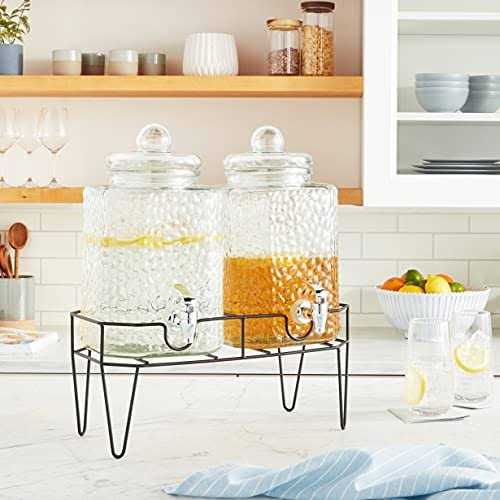 Style Setter Hamburg Glass Beverage Dispensers with Stand