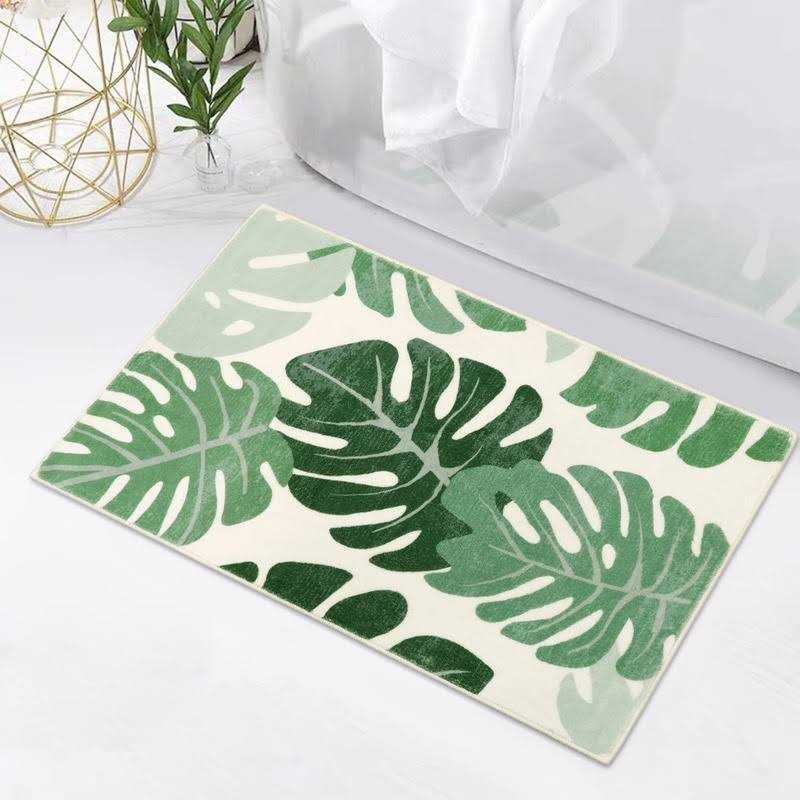 Zgxl Green Leaves Bath Mats Bathroom Rugs Non-slip Soft Microfiber Absorbent Mac