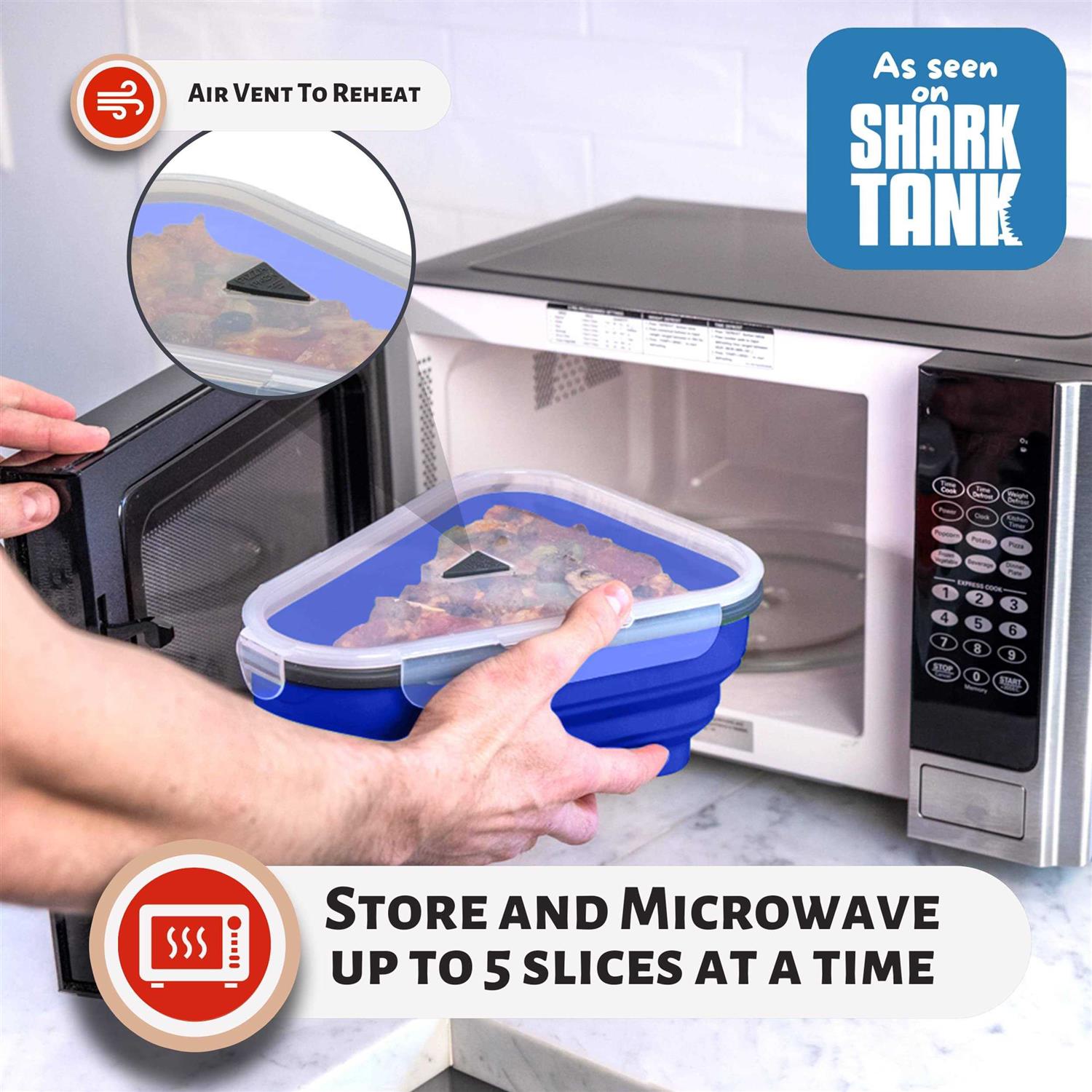 Pizza Pack The Perfect Reusable Pizza Storage Container with 5 Microwavable Serving Trays