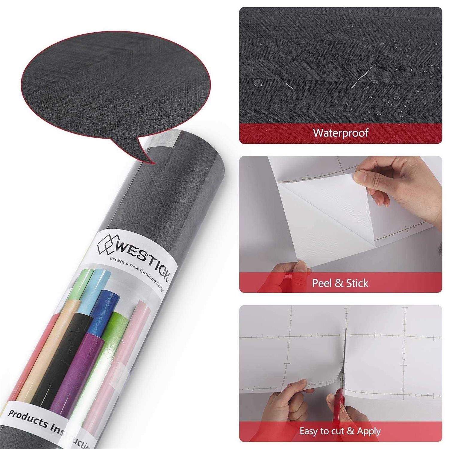 Westick Wallpaper Peel And Stick Black Contact Paper for Countertops Wood Paper Vinyl Countertop Peel