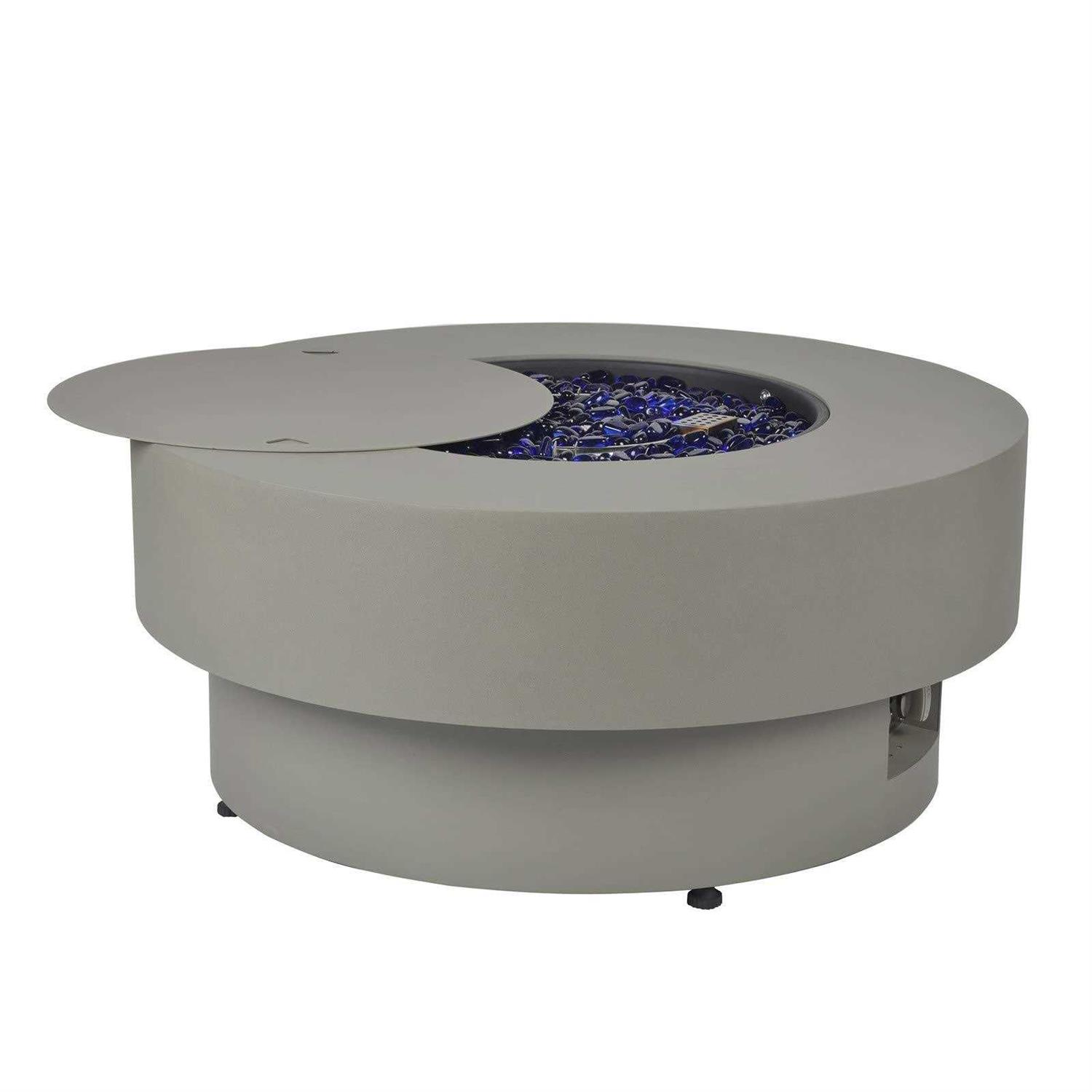 Baide Home 32.5 inch Round 50,000 BTU Gas Fire Pit Table for Outdoor Patio Garden Backyard Decking with Lid