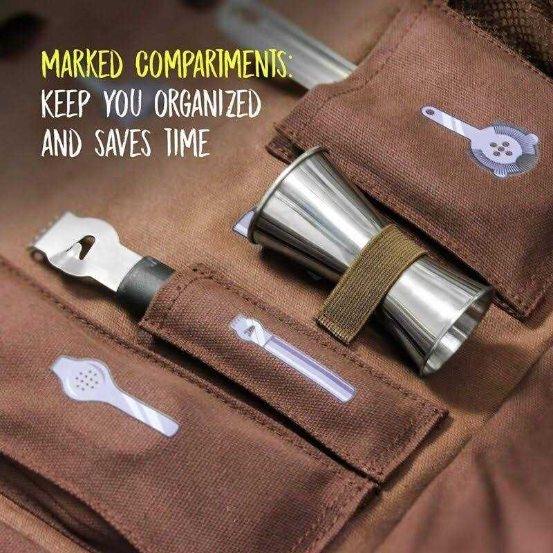 Barillio Bartender Bag Travel Bartender Kit Bag with Bar Tools Professional 17-Piece