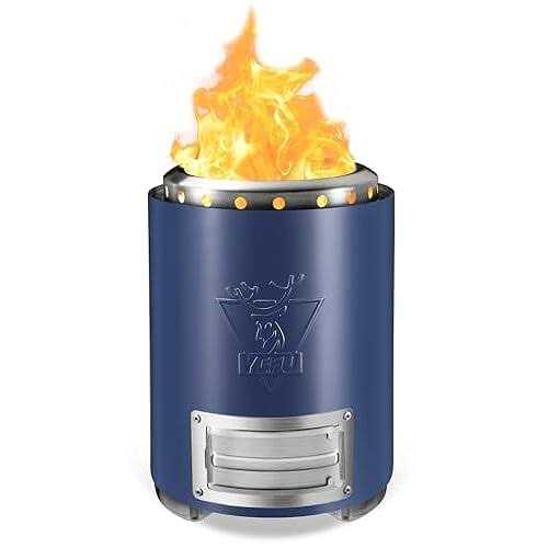 YEFU Tabletop Fire Pit 9.7 x 7.1 Camping Stove for Outdoor & Patio, Fueled by Pellets or Wood