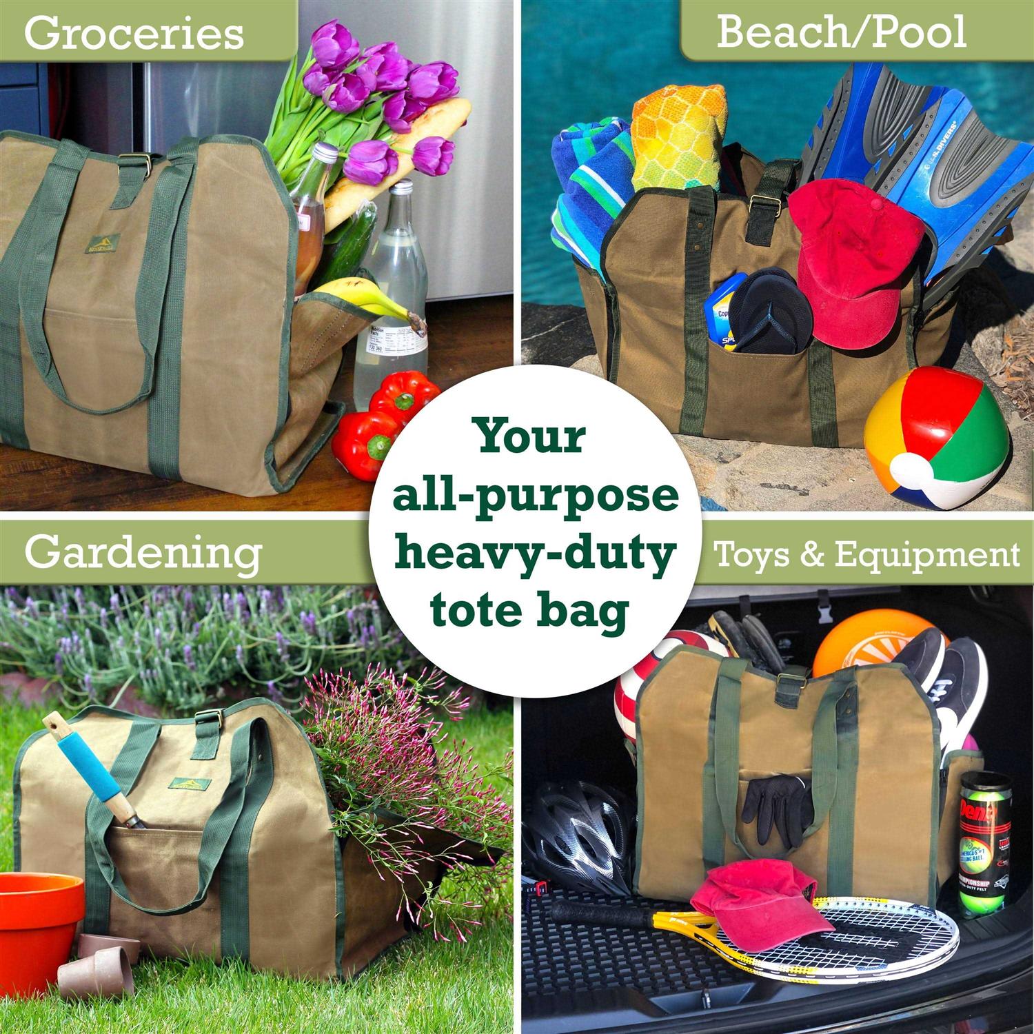 HinterHill 2-in-1 Firewood Carrier Canvas Log Carrier for Firewood Firewood Tote Carrier