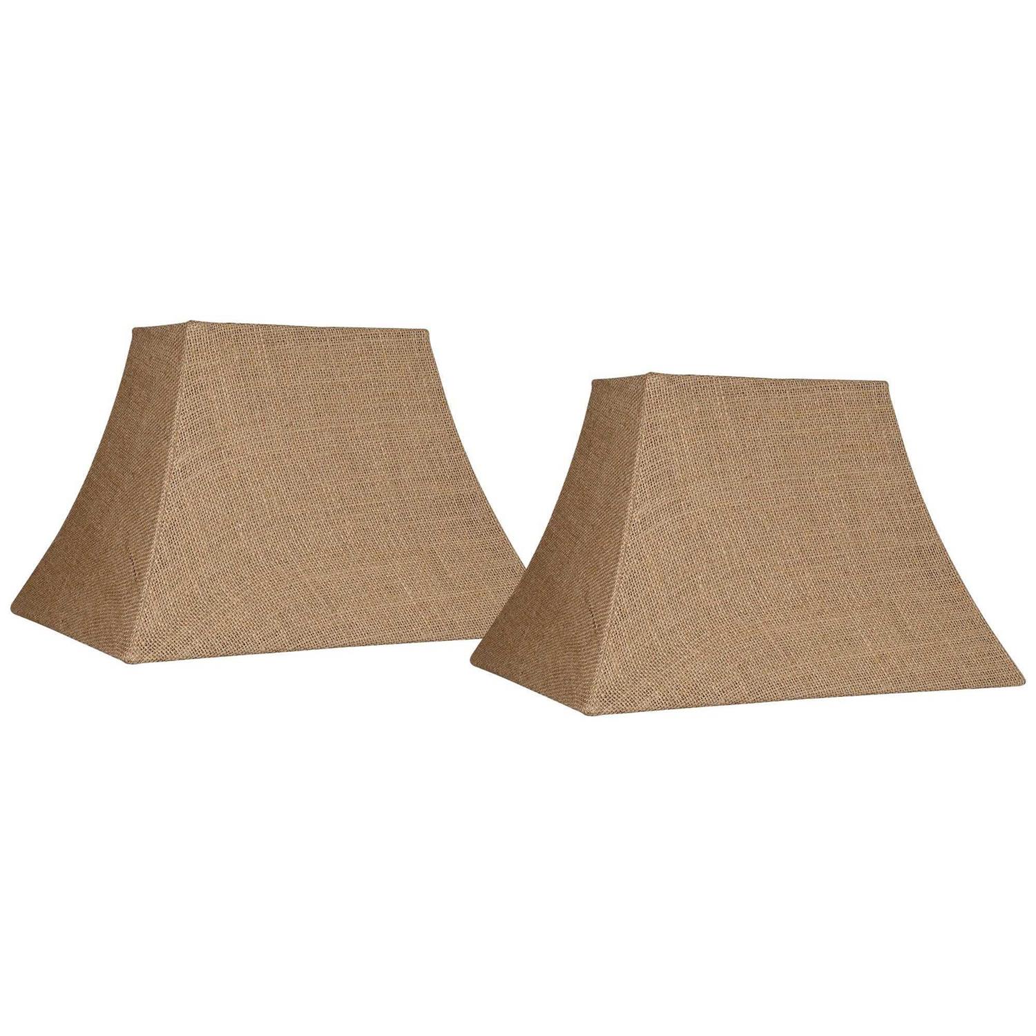Springcrest Set of 2 Rectangular Lamp Shades Natural Medium 10 inch Wide x Deep at Top Wide x Deep at Bottom
