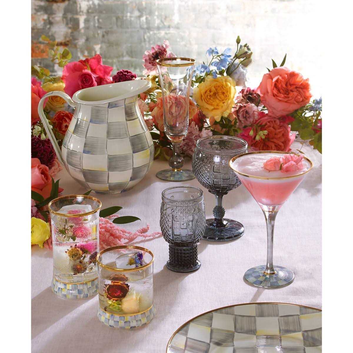 MacKenzie-Childs Sterling Check Enamel Tea Kettle