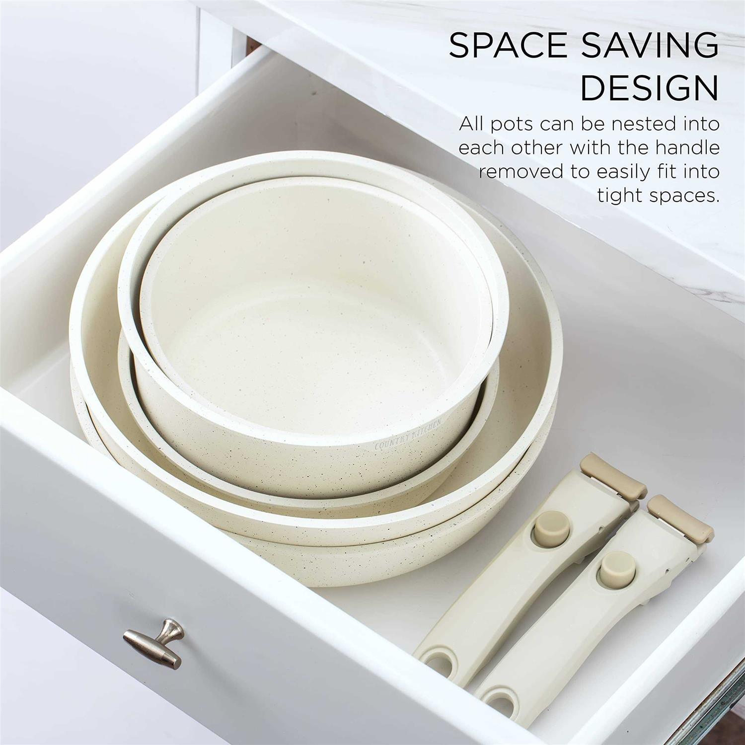 Country Kitchen 13 Piece Pots and Pans Set Safe Nonstick Cookware Set Handle