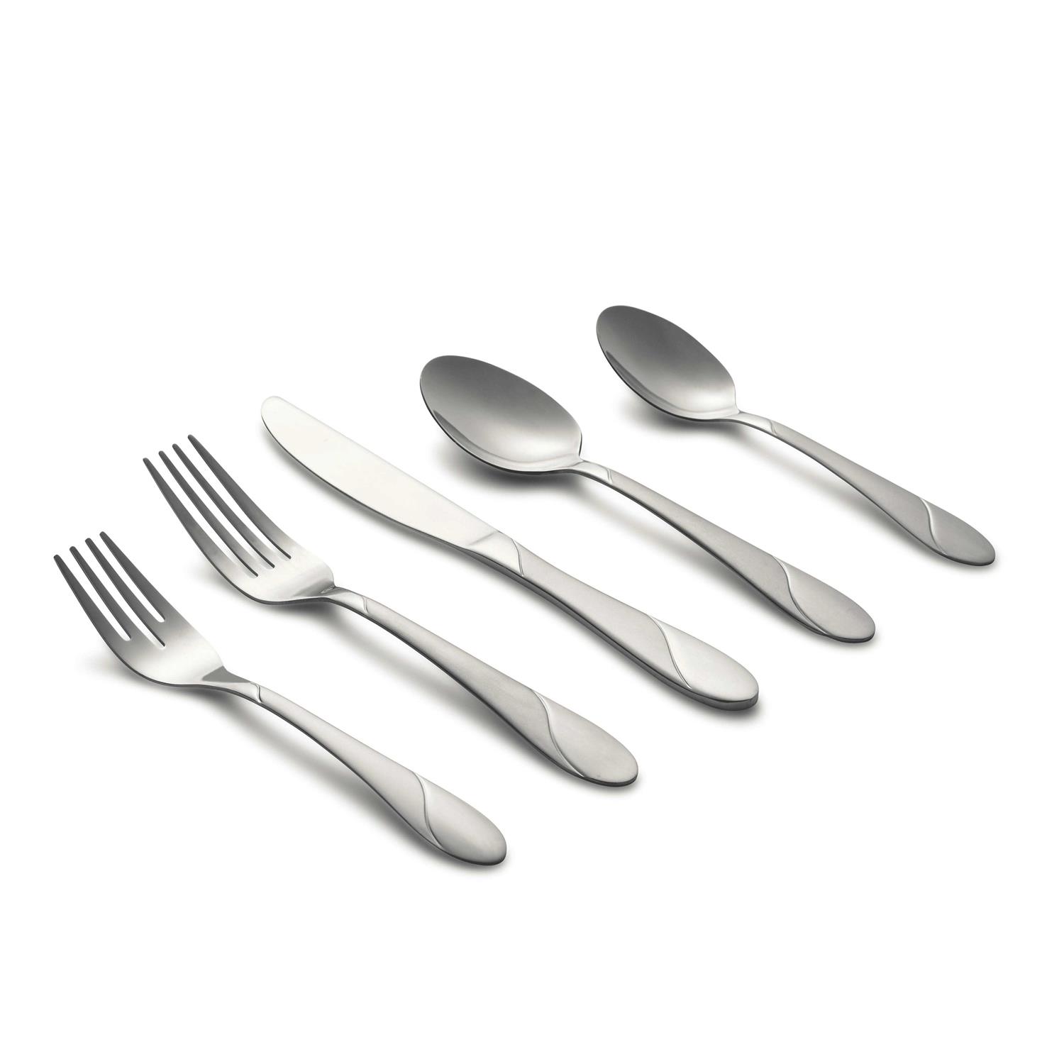 Cambridge Silversmiths Swirl Sand 89-Piece Flatware Set
