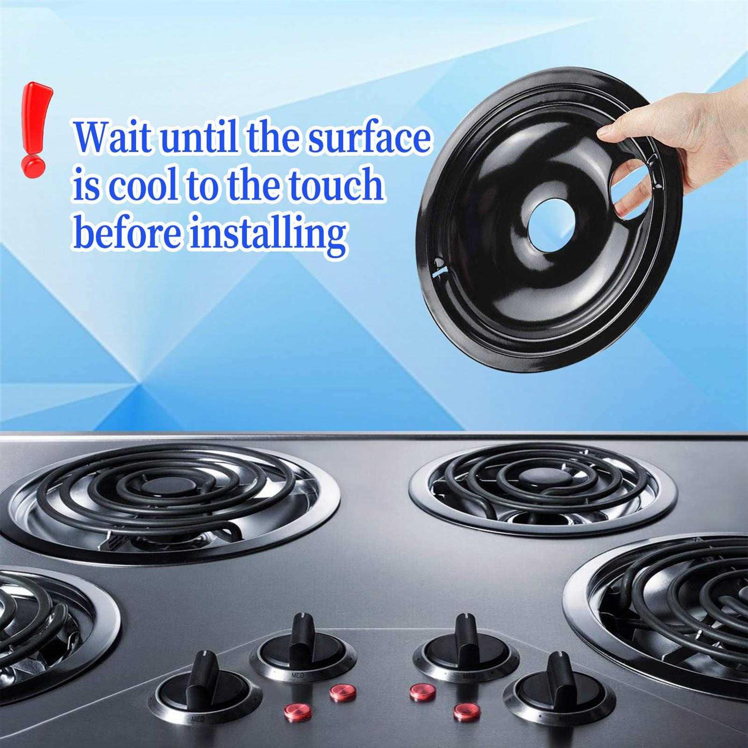Black Porcelain Burner Drip Pans 6” 8” WB31M19 WB31M20 Set Replacement by APPLIANCEMATES Compatible for GE Hotpoint Electric Range Stove
